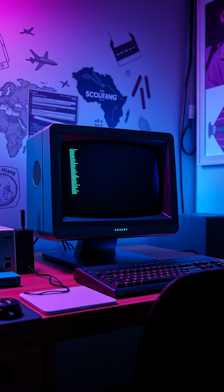 Aesthetic Wild Retro Computer Setup Wallpaper