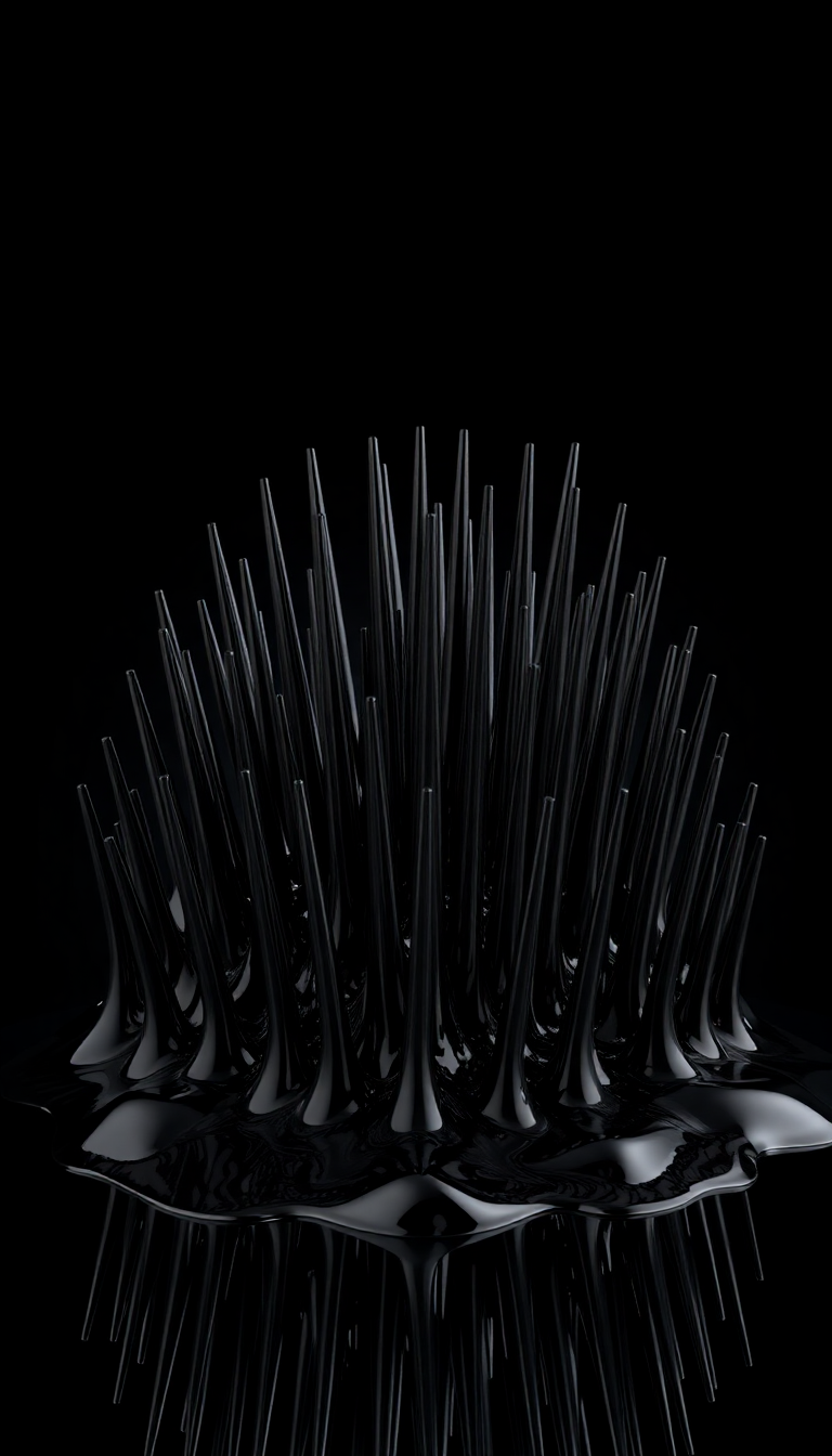 Premium Spikes Magnetic Sculpture Black Digital art Wallpaper
