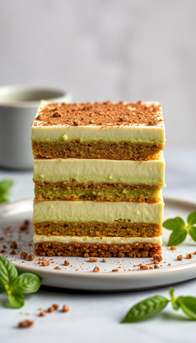 Western Tiramisu Layers Green Tea Photorealistic Wallpaper
