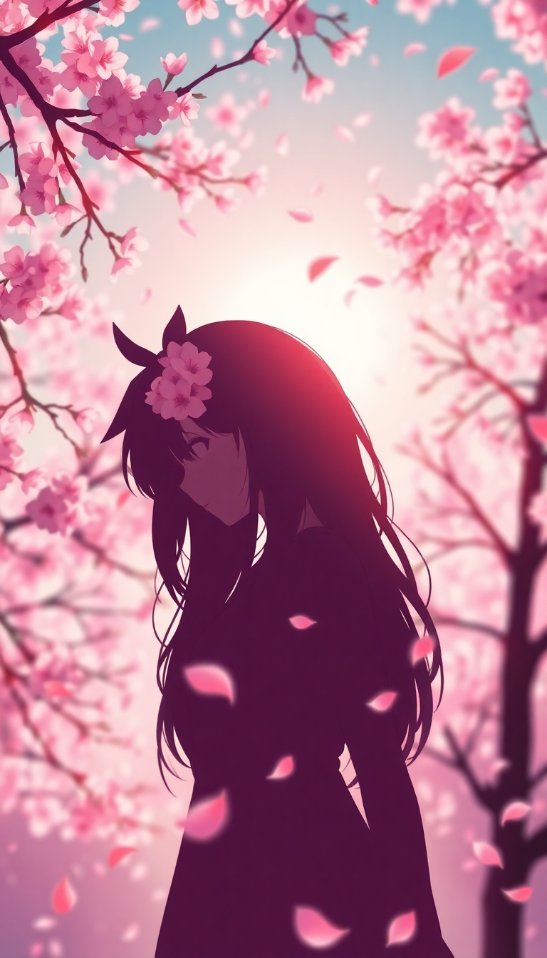 Cherry Blossom Petals Falling Anime Girl Anime Mini Wallpaper