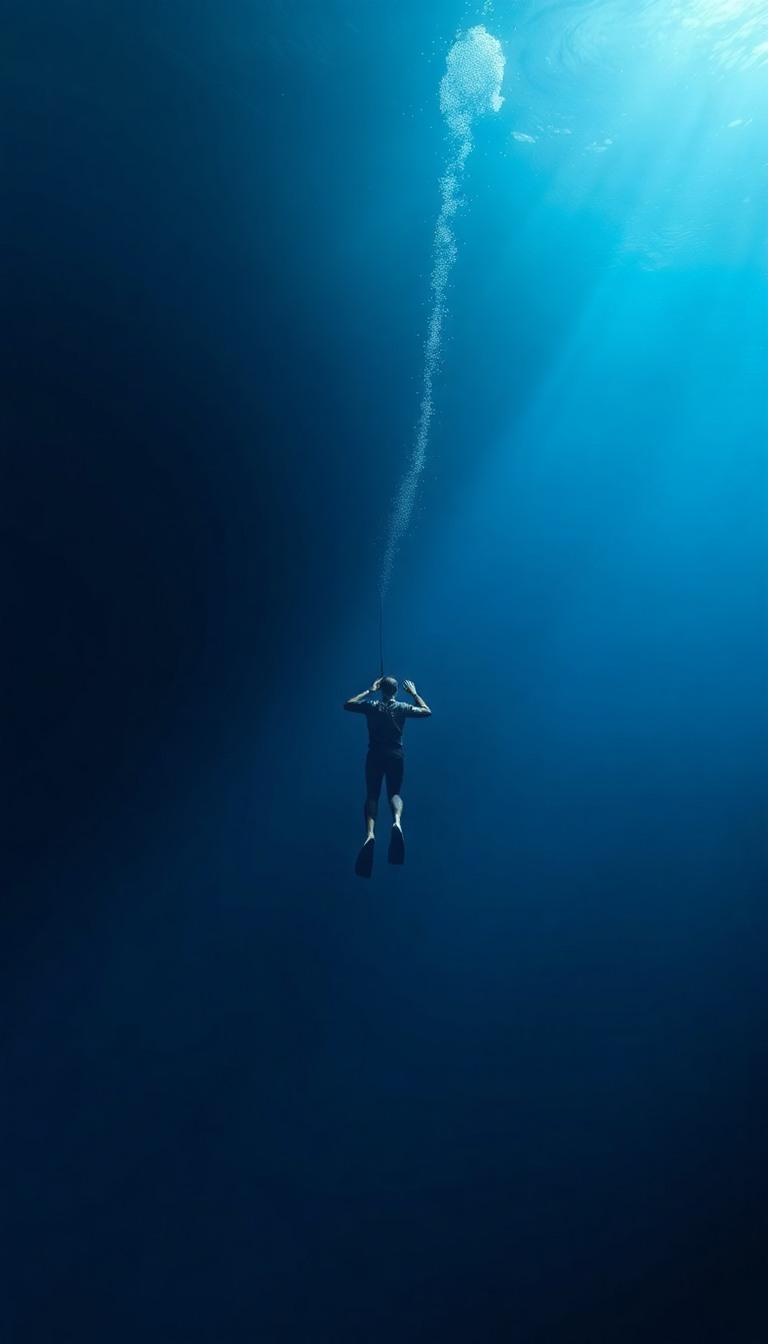 Aesthetic Minimalist Freediver Descending Into Wallpaper