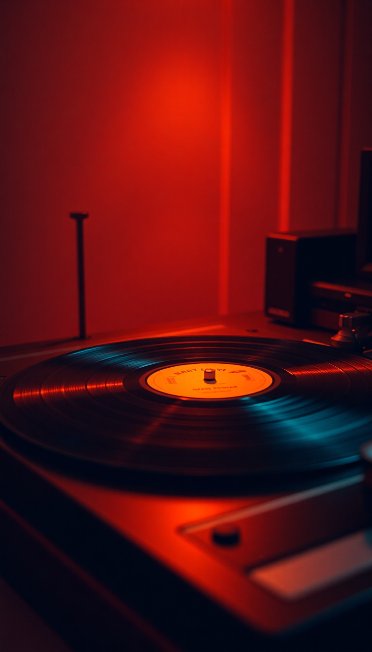 Photorealistic Silver Record Player Warm Wallpaper