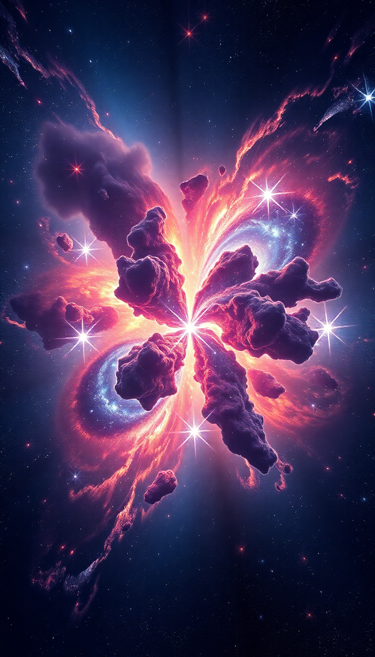 Colliding Galaxies Creating New Stars Cosmic Digital art Select Wallpaper