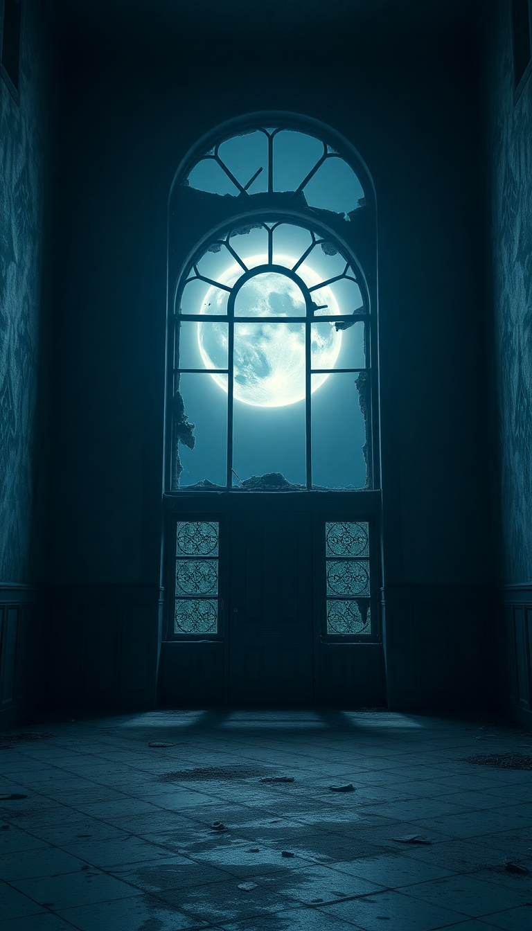 Twilight Broken Through Moonlight Mansion Photorealistic Wallpaper