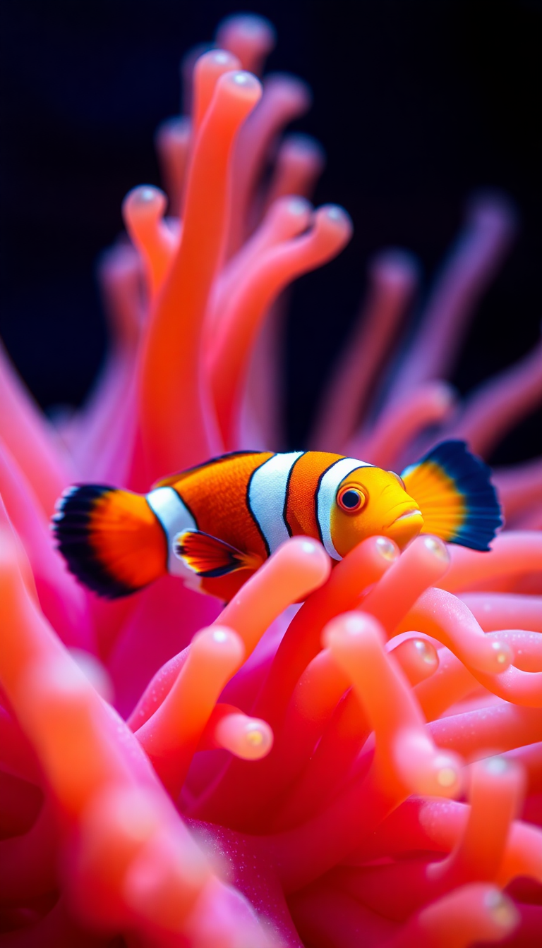 Baroque Striking Anemone And Clownfish Wallpaper