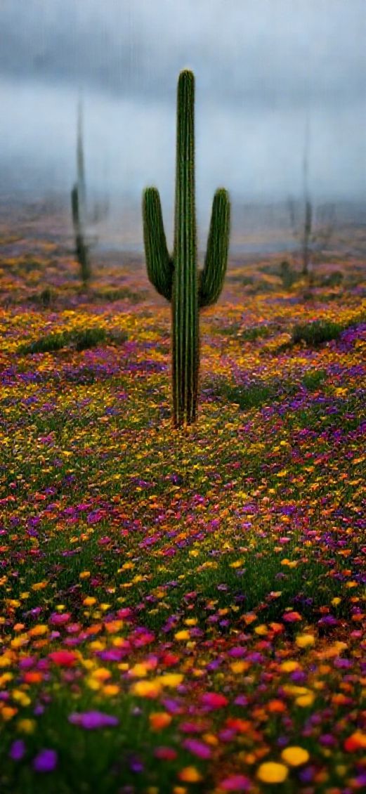 Nature Moody Blooming Desert After Wallpaper