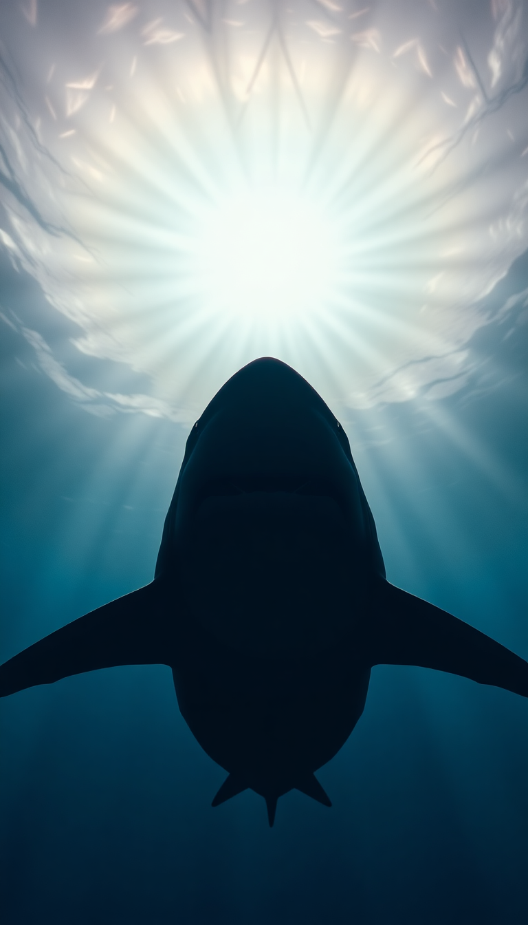 Shark Silhouette From Below Dramatic Sunlight Photorealistic Super Wallpaper