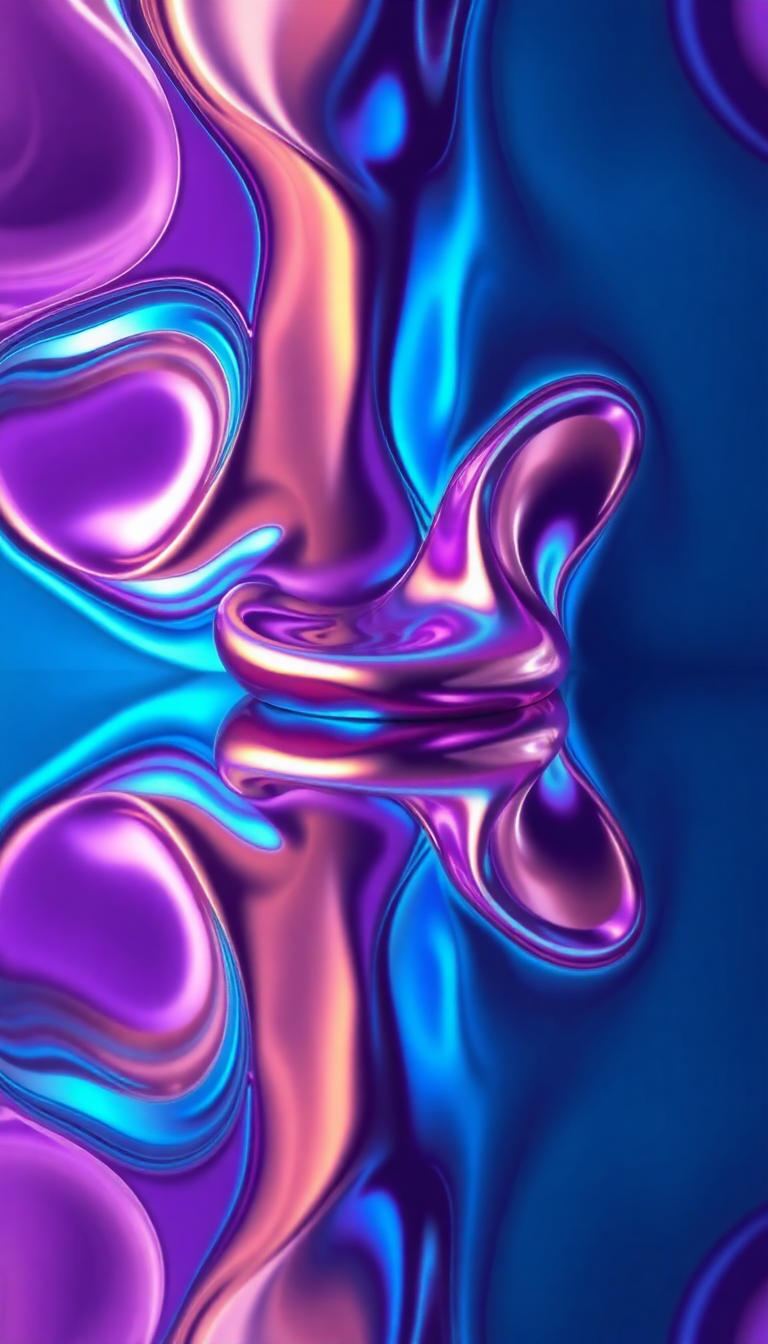 Liquid Chrome Morphing Shapes Reflective Surface Digital art Mega Wallpaper
