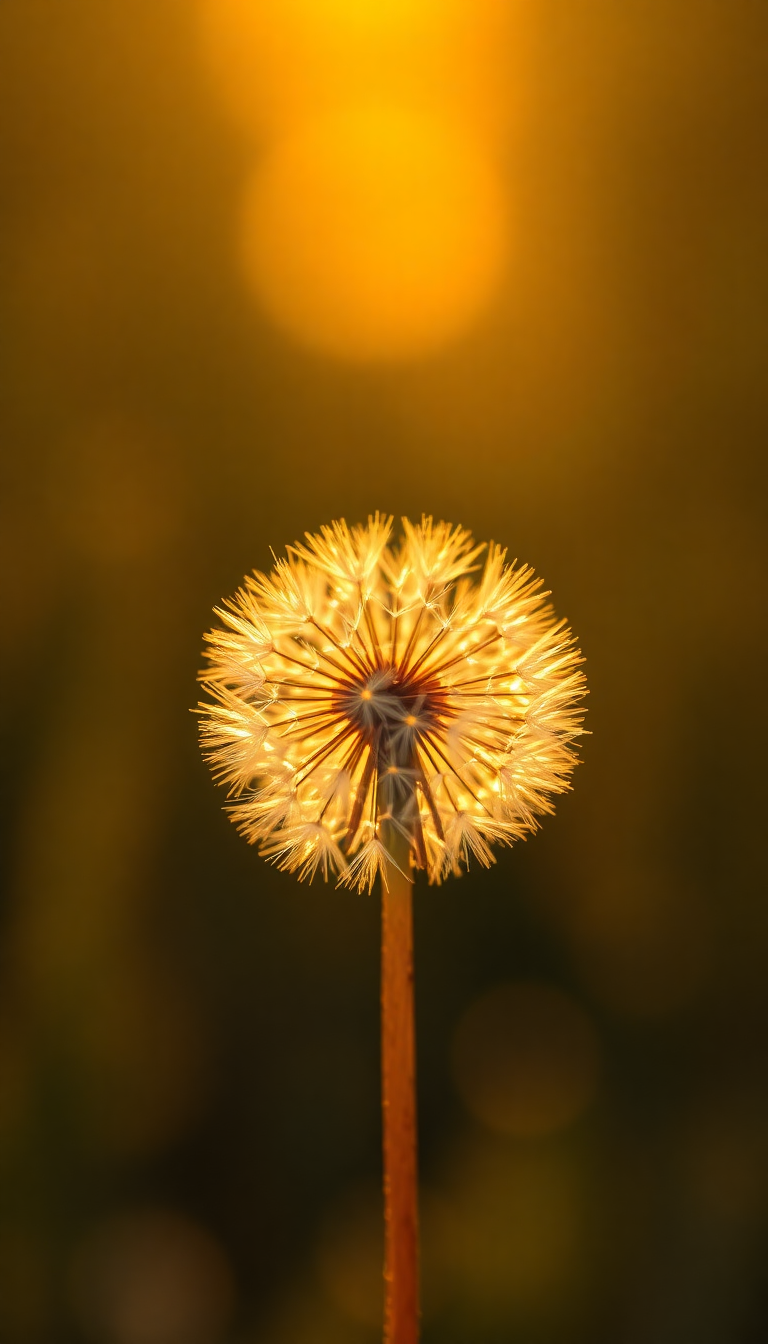 Coastal Dandelion Floating Sunlight Aesthetic Wallpaper
