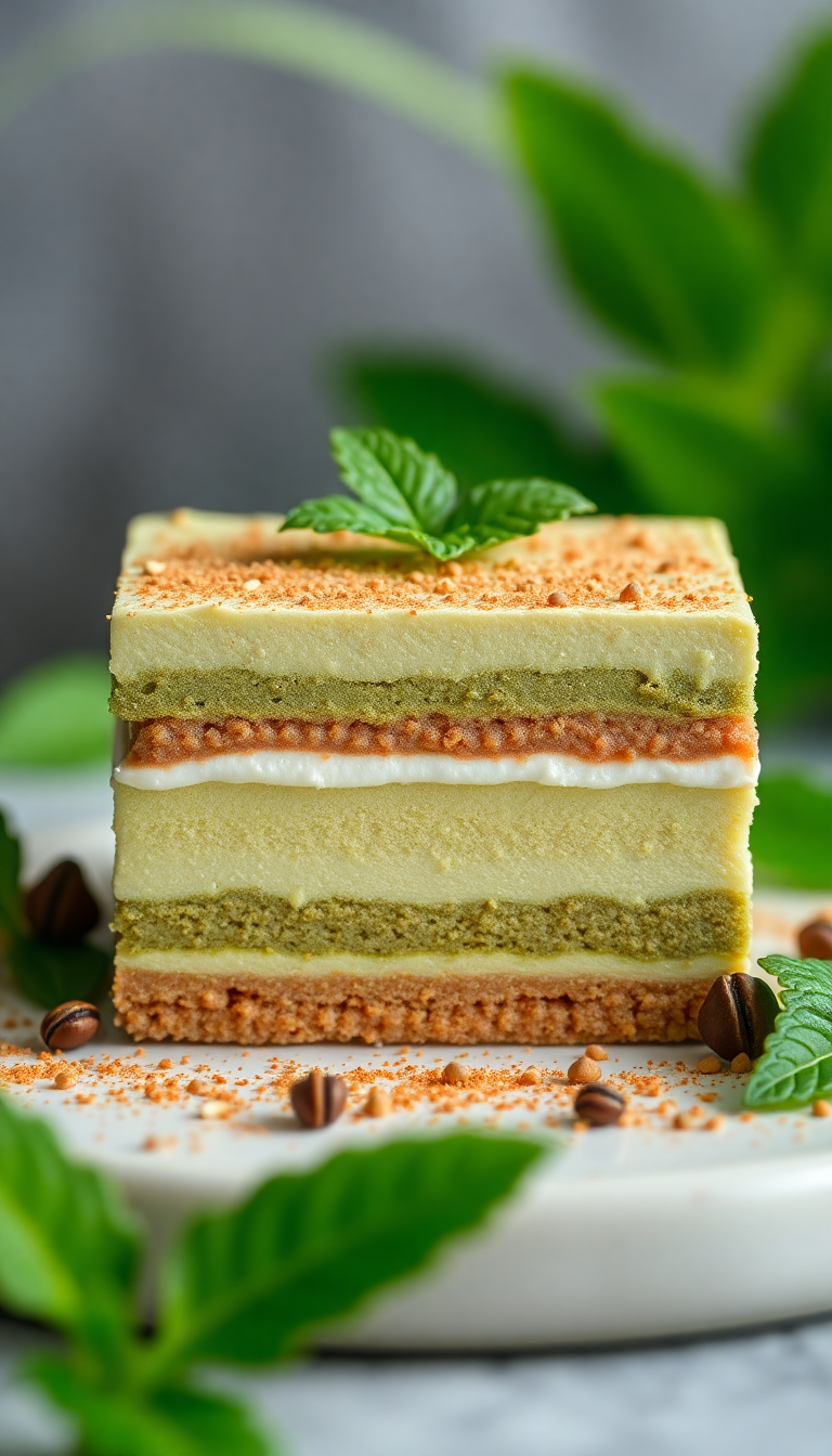Matcha Tiramisu Layers Green Tea Dessert Photorealistic Lite Wallpaper