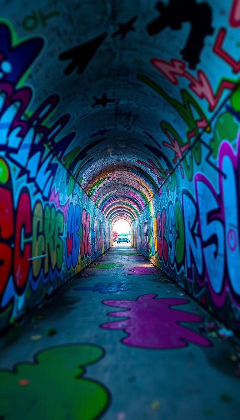 Opulent Infinite Graffiti Tunnel Perspective Wallpaper