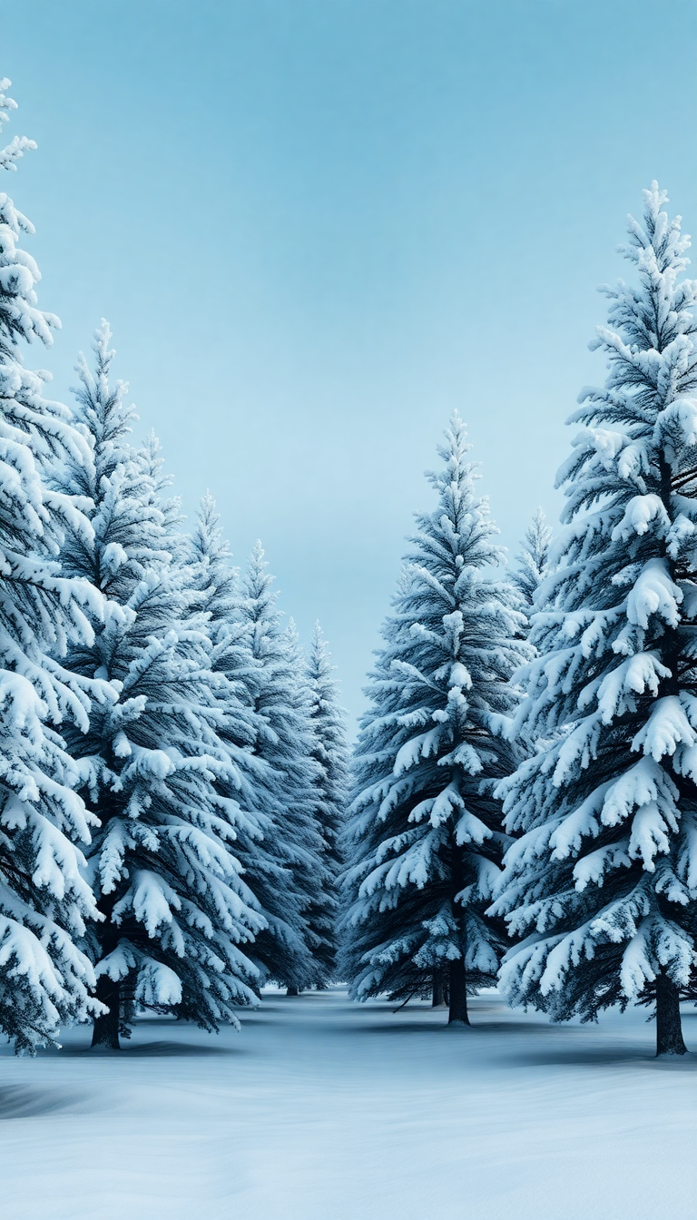 Photorealistic Dazzling First Snow Pine Wallpaper