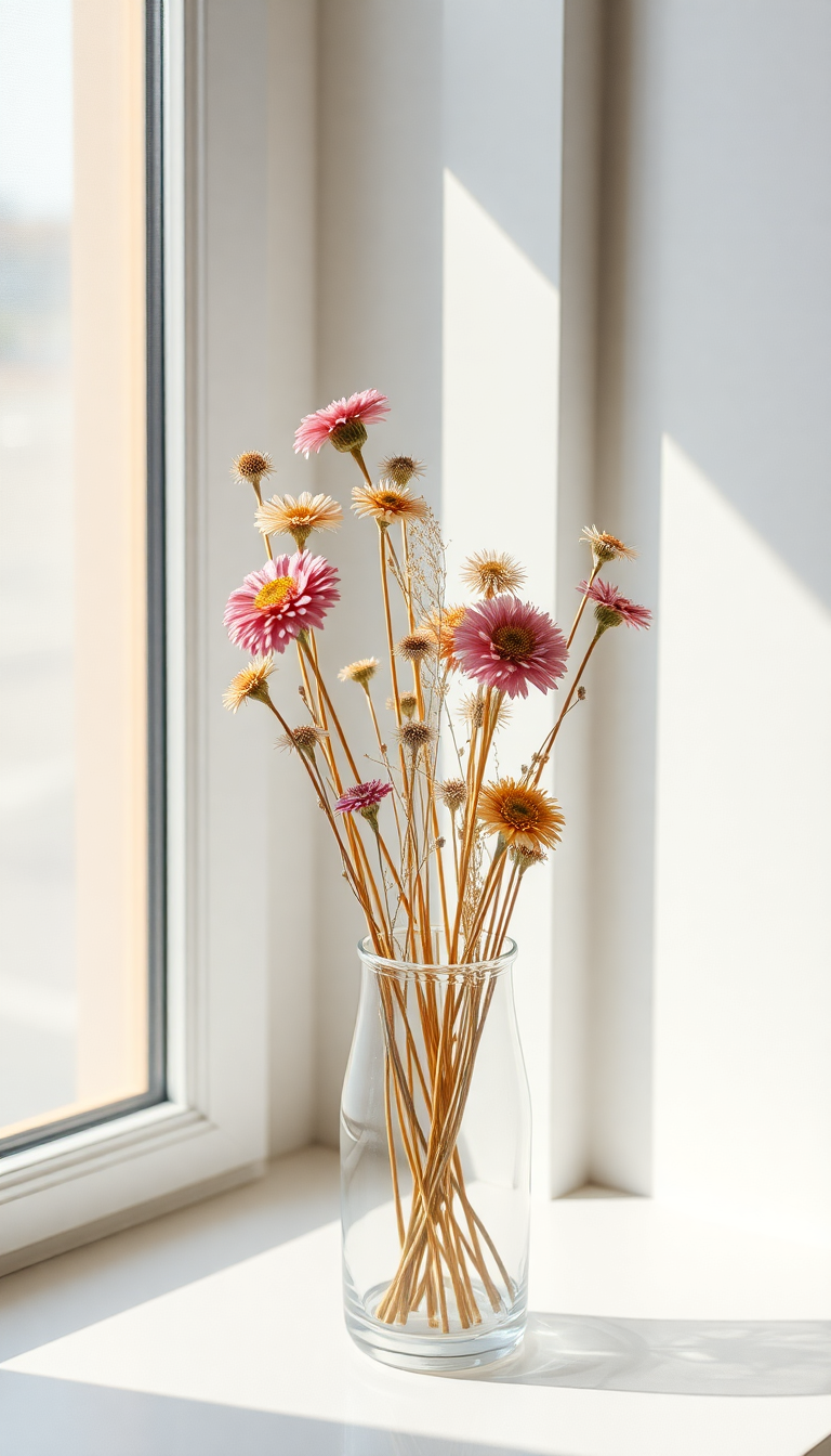Dried Flowers In Glass Vase Aesthetic Wallpaper