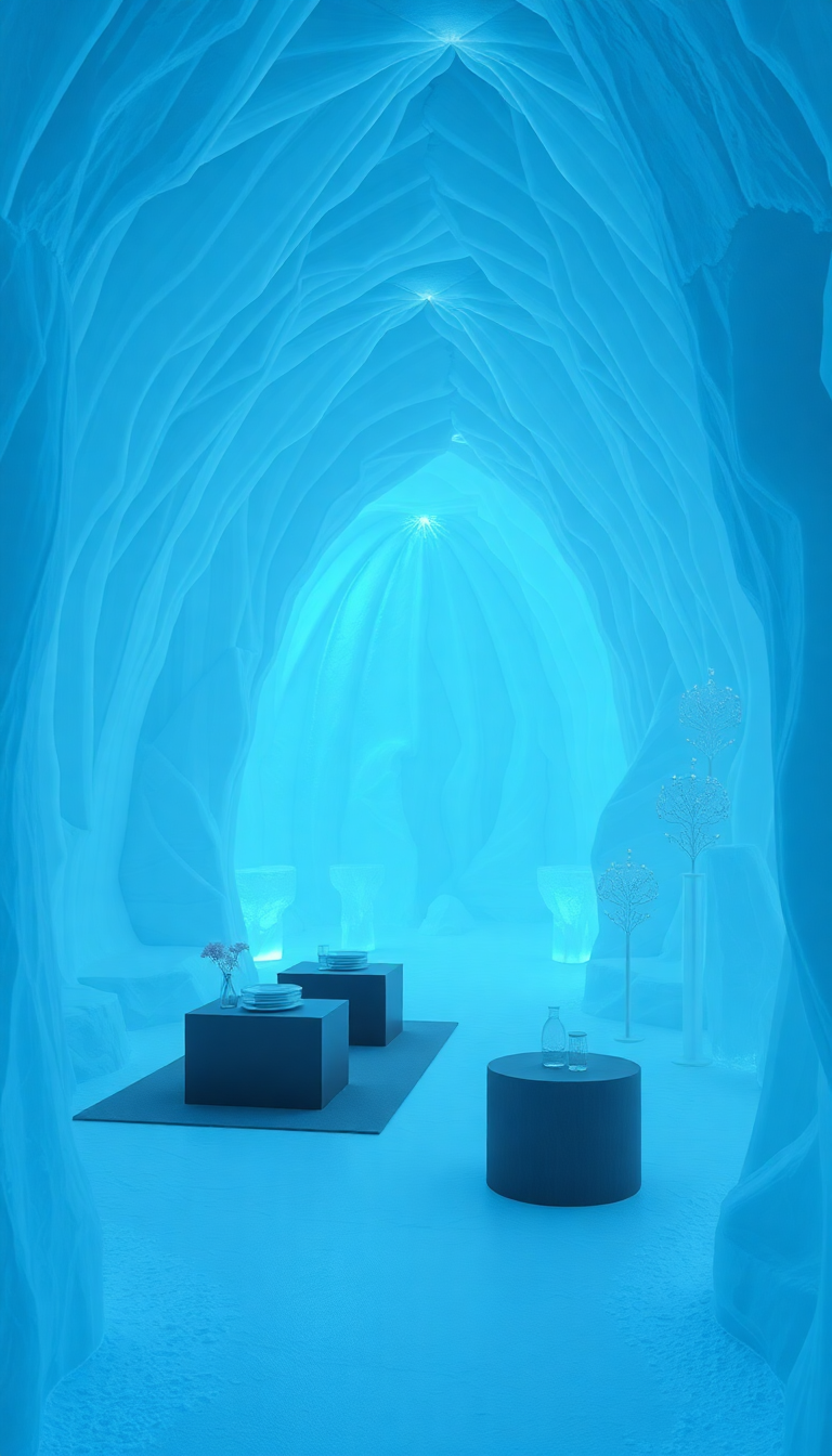 Ice Hotel Interior Premium HD Wallpaper