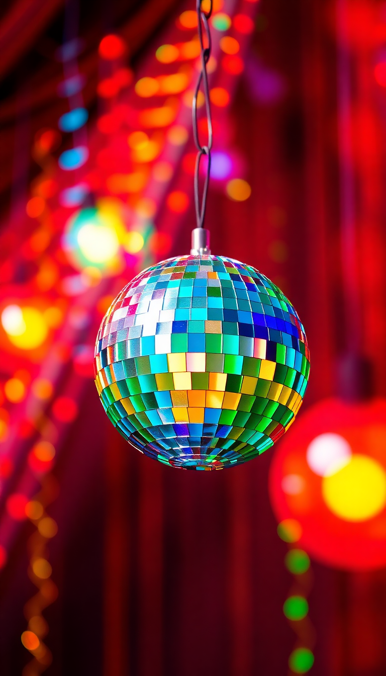 70s Disco Ball Lights Colorful Photorealistic Wallpaper