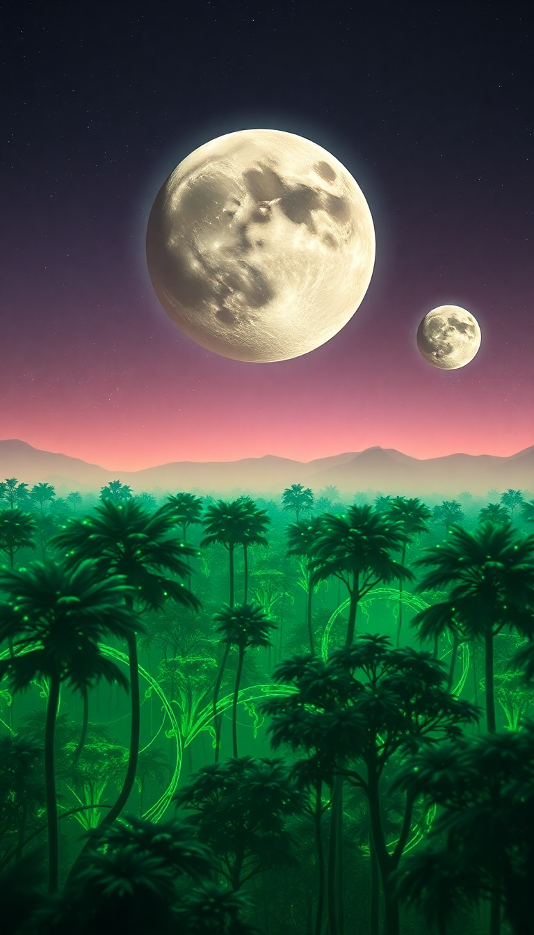 Bioluminescent Alien Forest On Distant Digital art Wallpaper