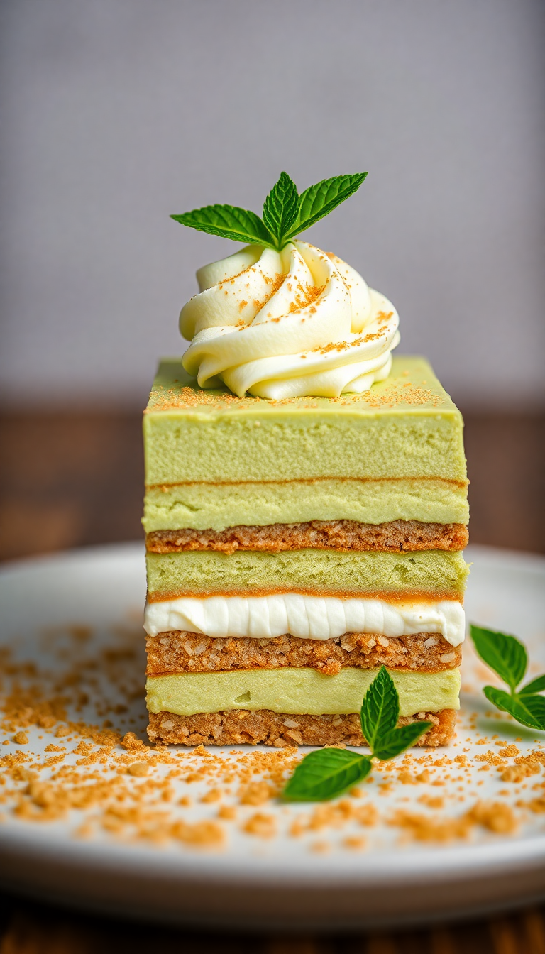 Cosmic Tea Green Layers Tiramisu Photorealistic Wallpaper