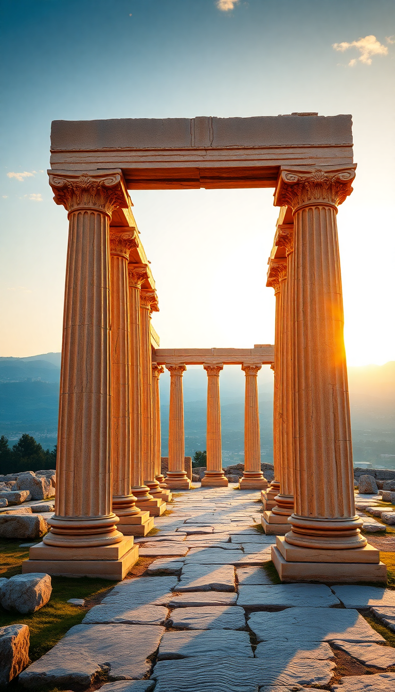 Ruins Golden Hour Columns Aesthetic Mega Wallpaper