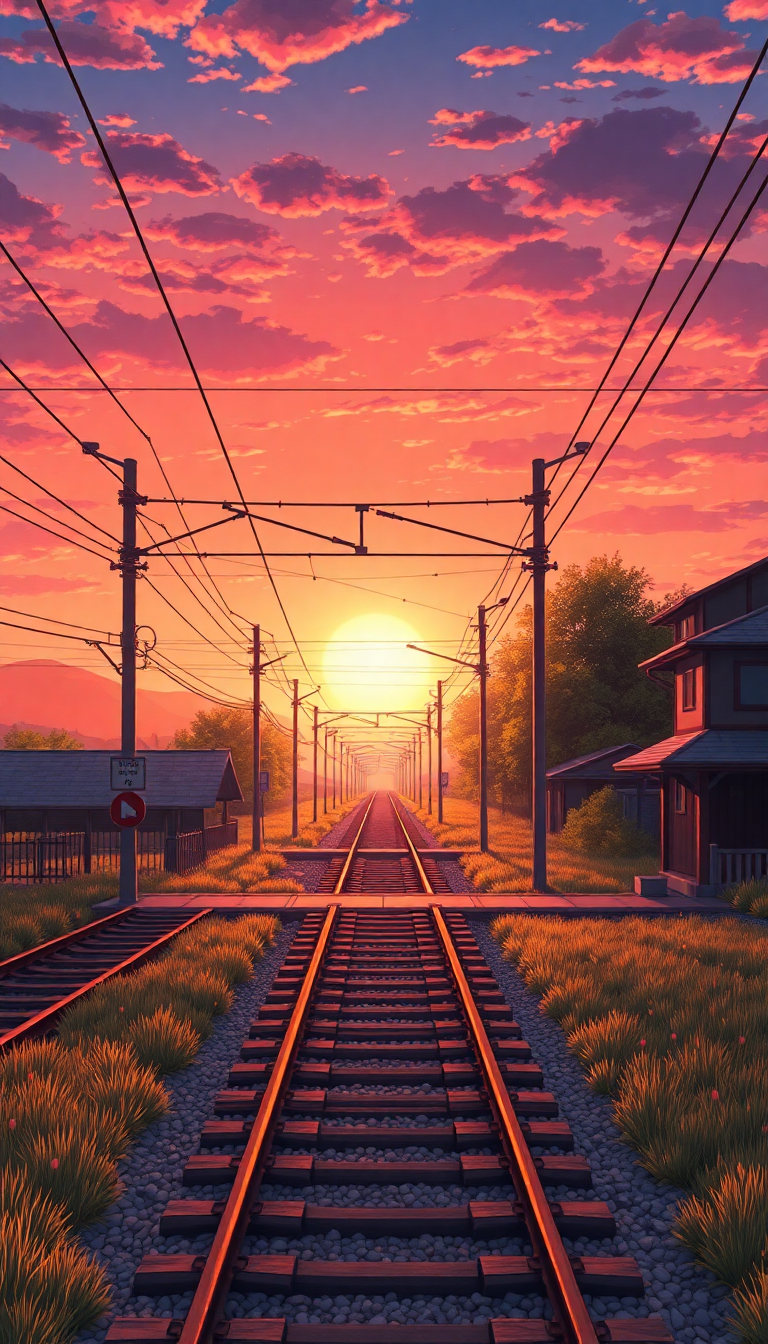 Anime Arctic Train Crossing Rural Wallpaper
