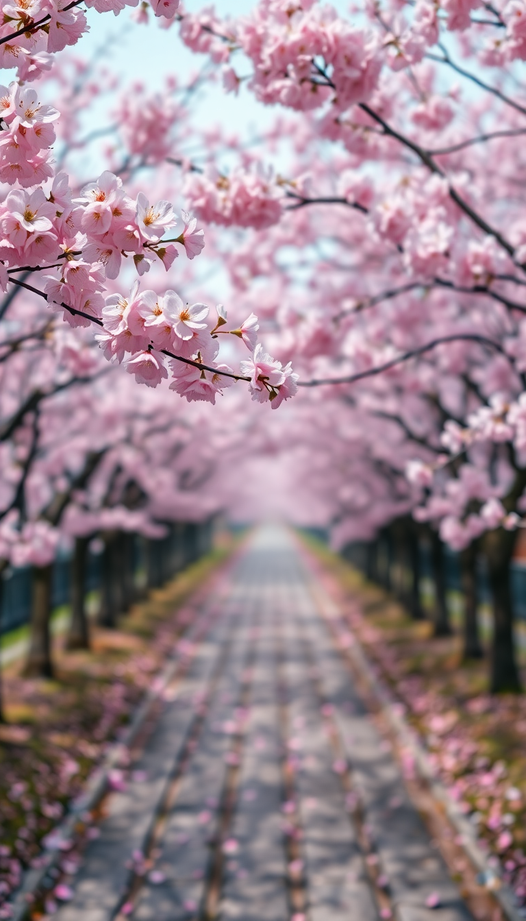 Baroque Cherry Blossoms Japan Peak Photorealistic Wallpaper