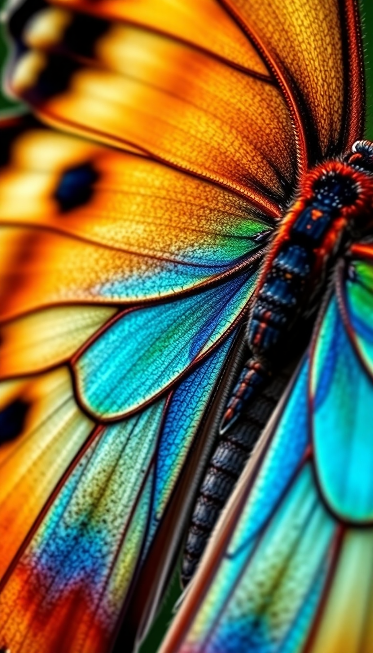 Zen Wing Macro Scales Colorful Pattern Wallpaper