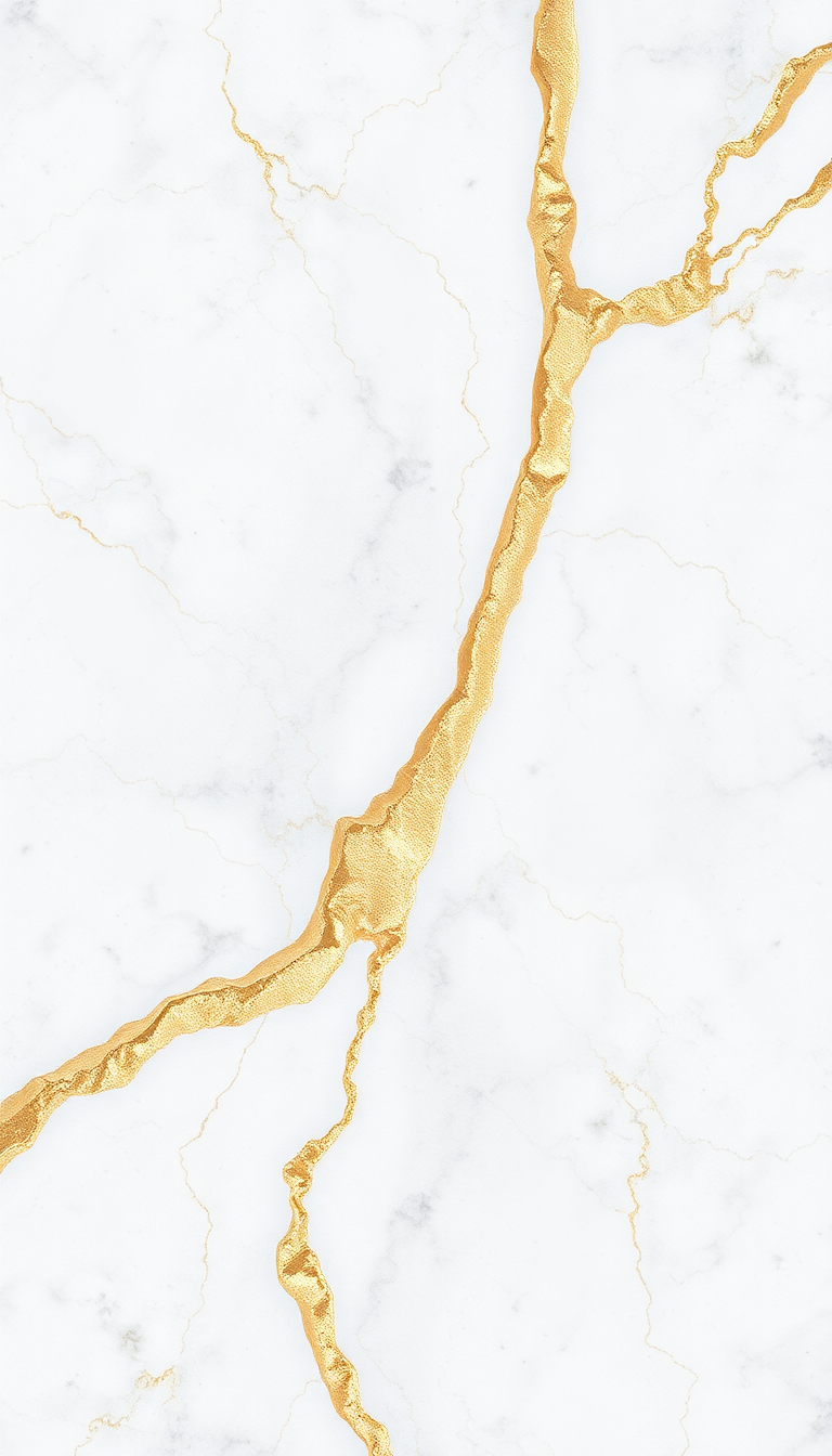 Majestic Marble Texture White Gold Veins Wallpaper