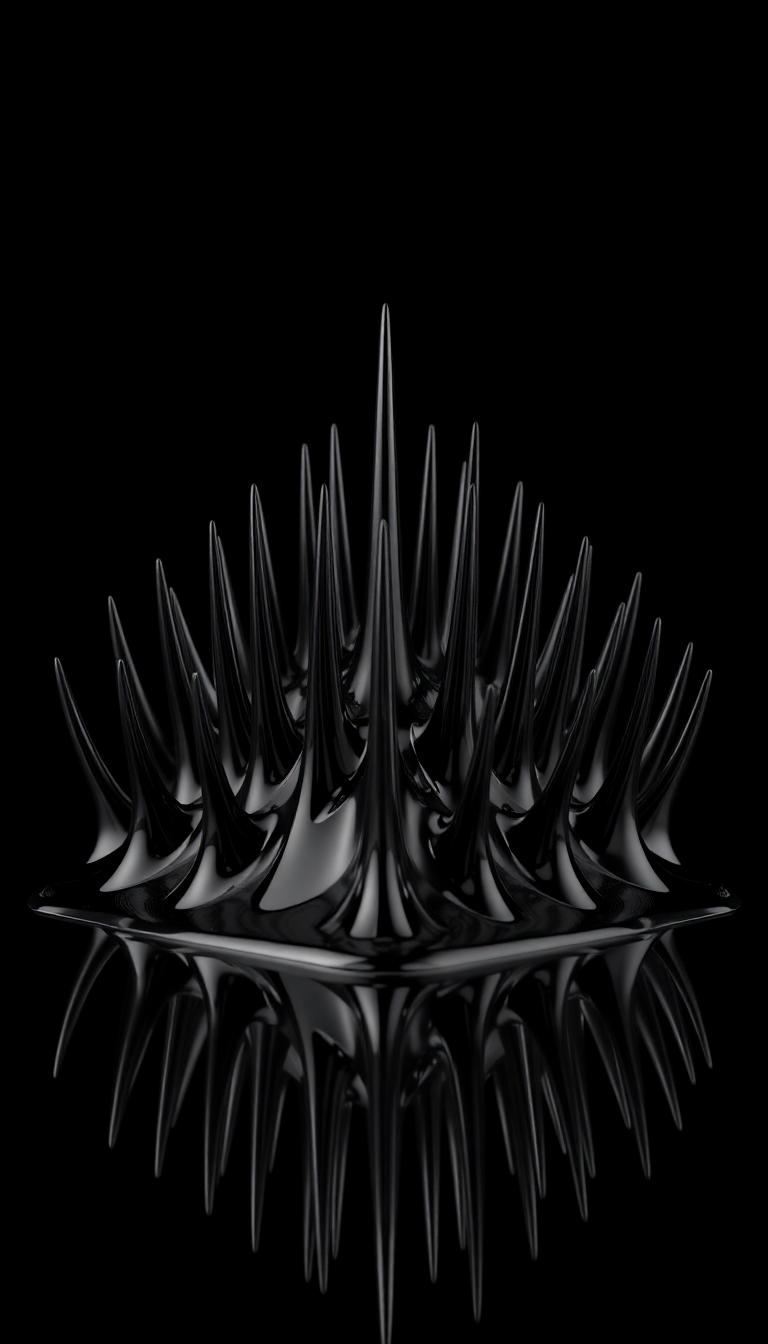 Ferrofluid Spikes Magnetic Sculpture Black Glossy Digital art 4K Wallpaper