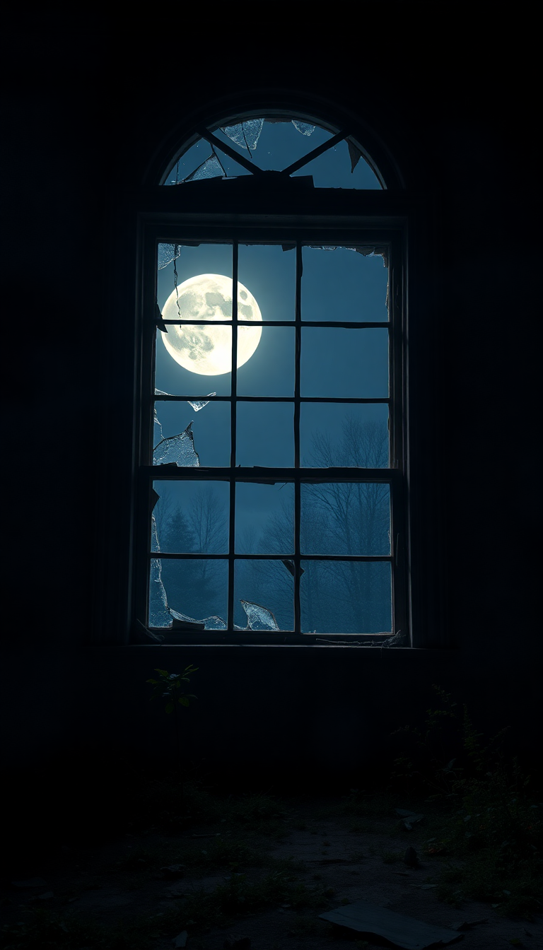 Abandoned Mansion Moonlight Premium HD Wallpaper
