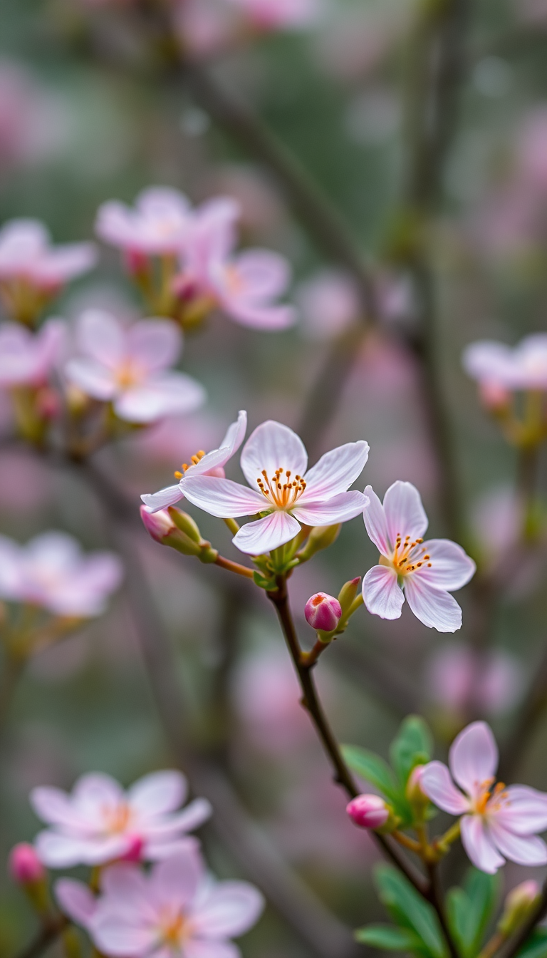 Ethereal Spring Rain Flower Blooming Time Wallpaper