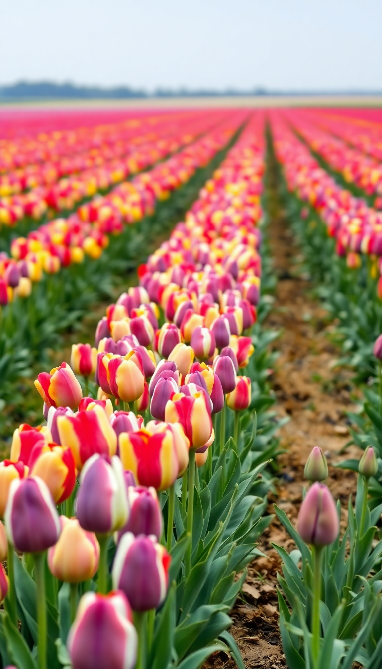 Primal Alpine Spring Tulip Field Wallpaper