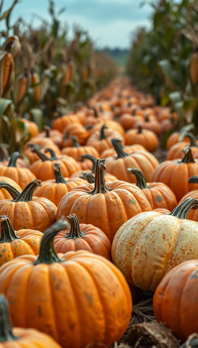 Monochrome Farm Corn Pumpkins Harvest Photorealistic Wallpaper