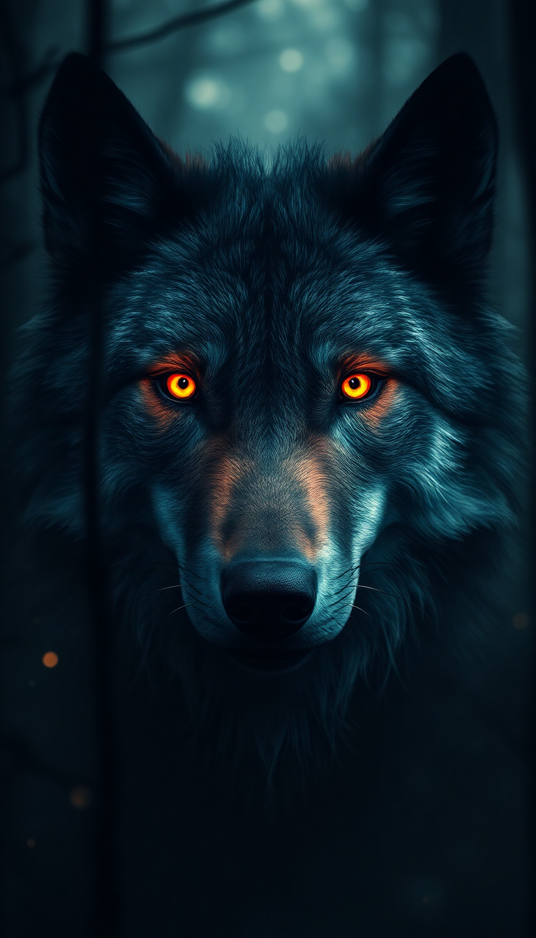 Wolf Eyes Glowing Dark Forest Digital art Plus Wallpaper