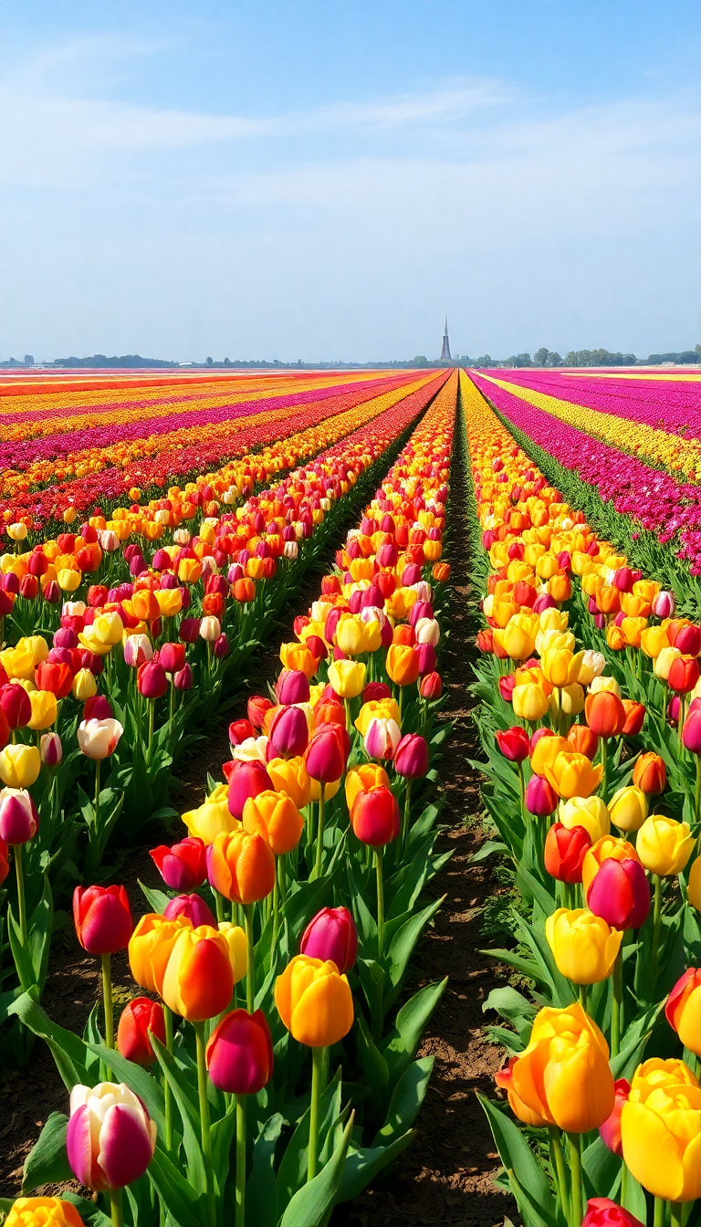 Field Netherlands Colorful Rows Nature Lite Wallpaper