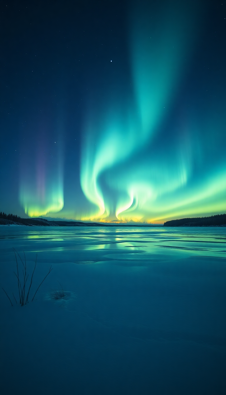 Charming Dawn Winter Northern Lights Wallpaper