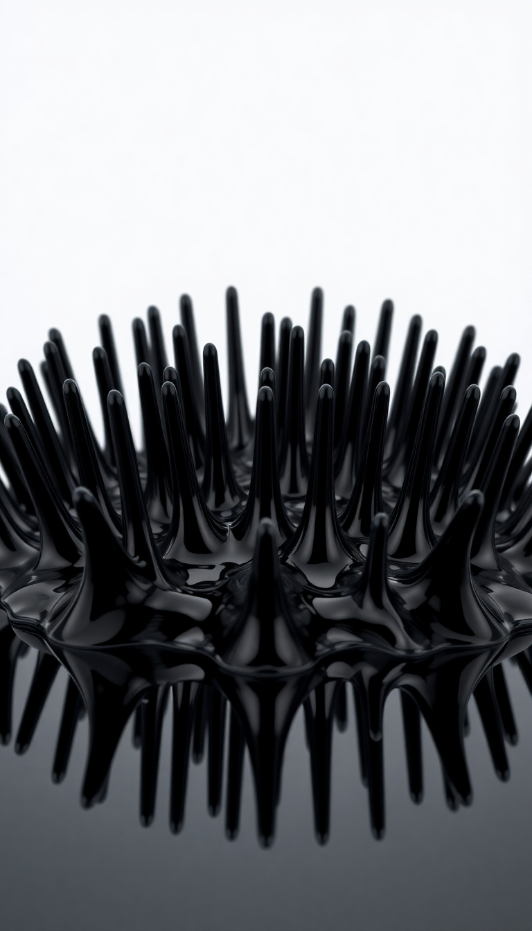 Rich Black Sculpture Magnetic Spikes Digital art Wallpaper