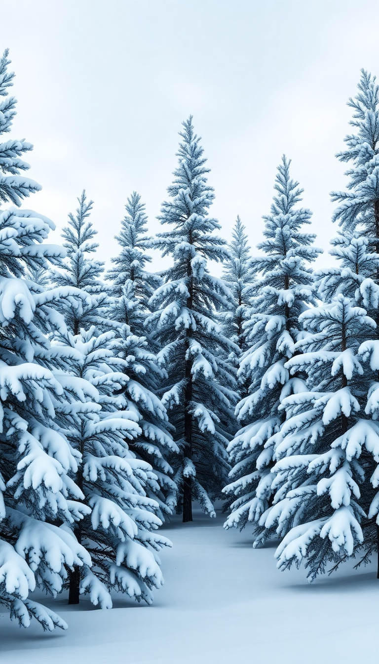 Snow Pine Trees Peaceful Nature Original Wallpaper