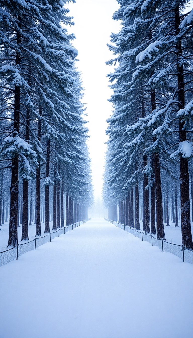 Winter First Snow Pine Trees Photorealistic Wallpaper