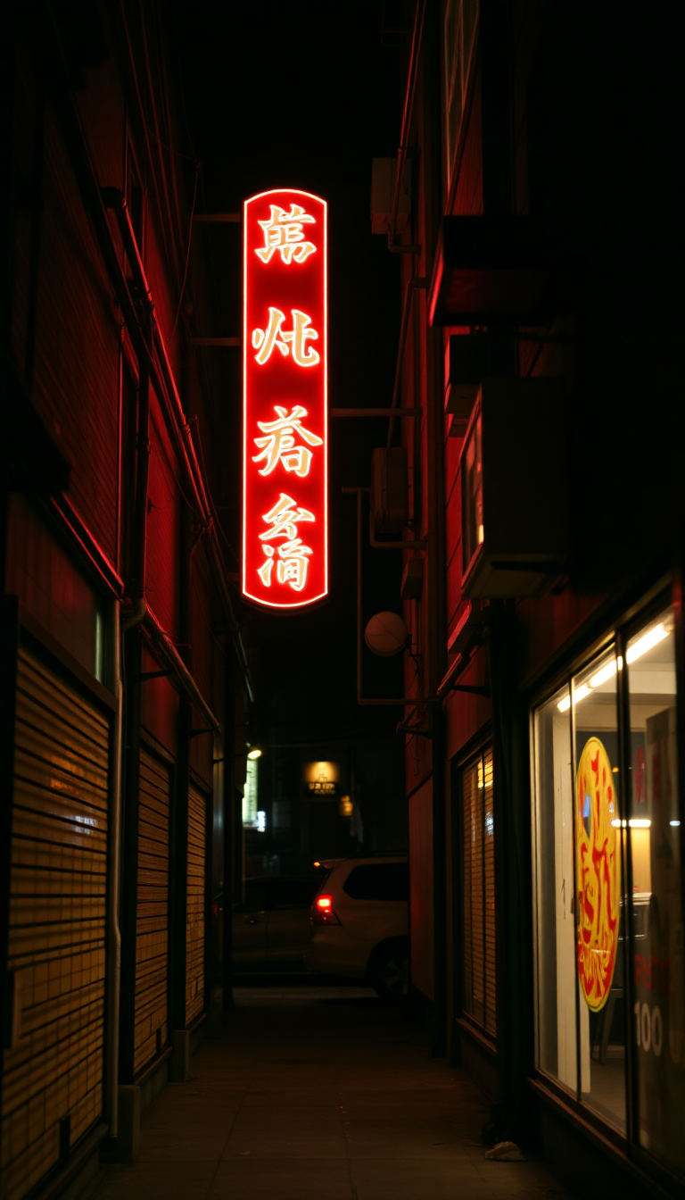 Neon Sign Flickering Dark Alley Aesthetic Wallpaper