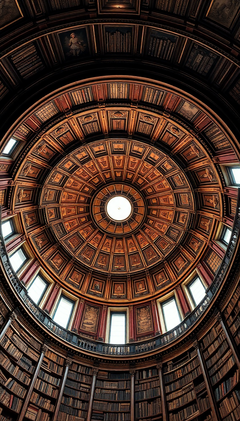 Dusky Library Dome Old Ornate Photorealistic Wallpaper