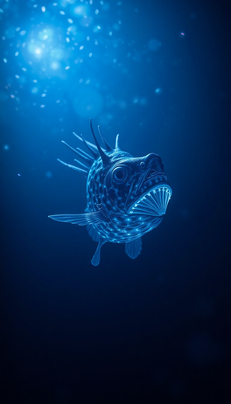 Sea Anglerfish Bioluminescent Abyss Dark Version Wallpaper