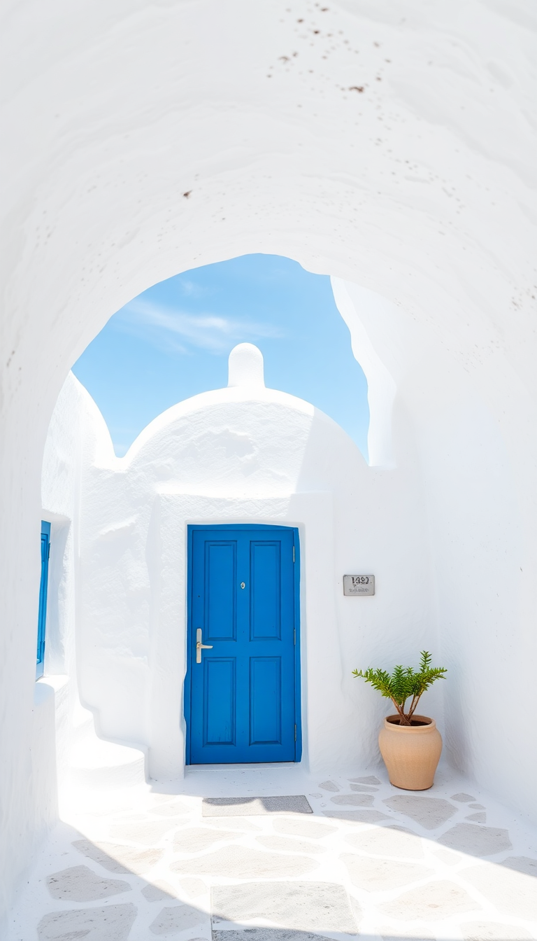 Zen Cave House Santorini White Walls Wallpaper