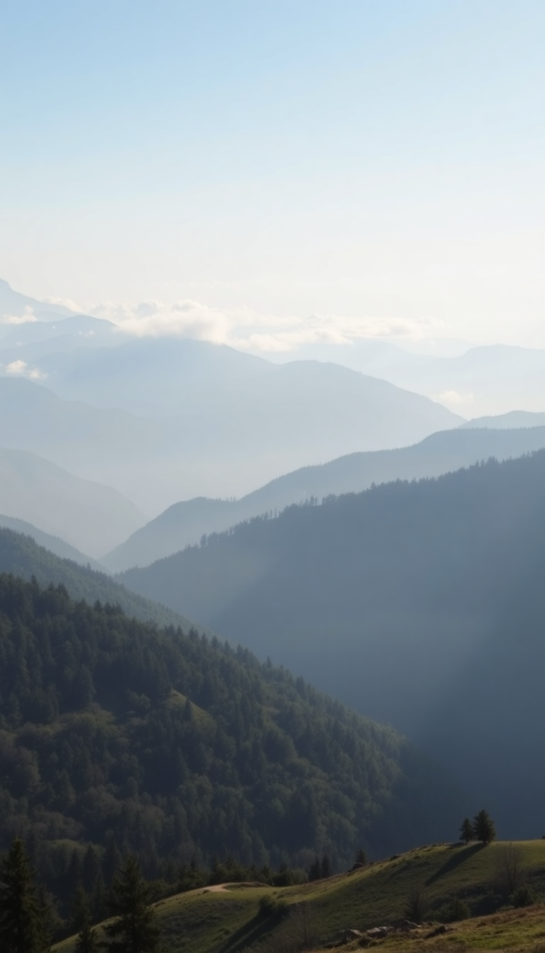 Timeless Rolling Over Mountains Valley Photorealistic Wallpaper