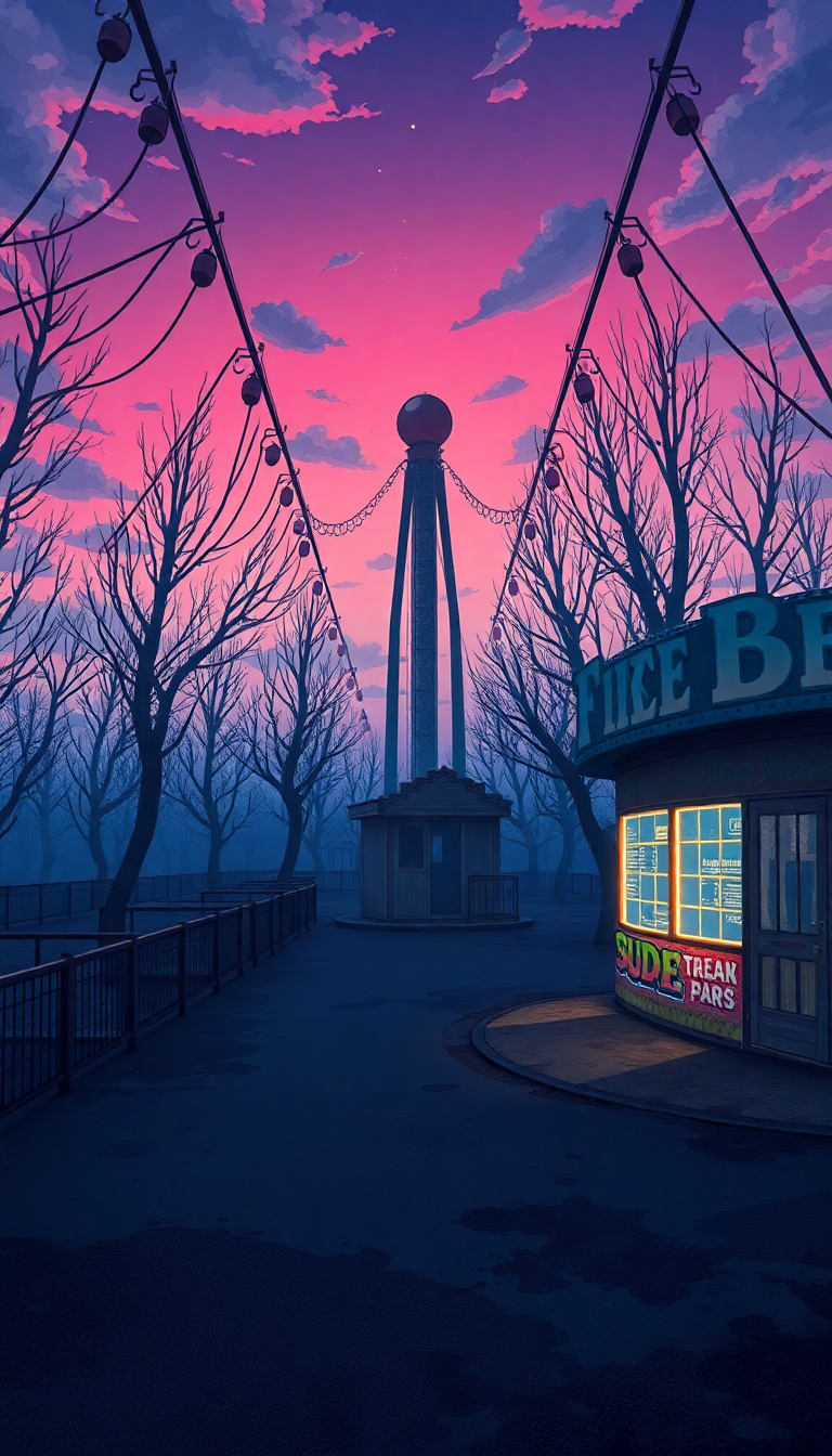 Golden Park Anime Eerie Nostalgic Wallpaper