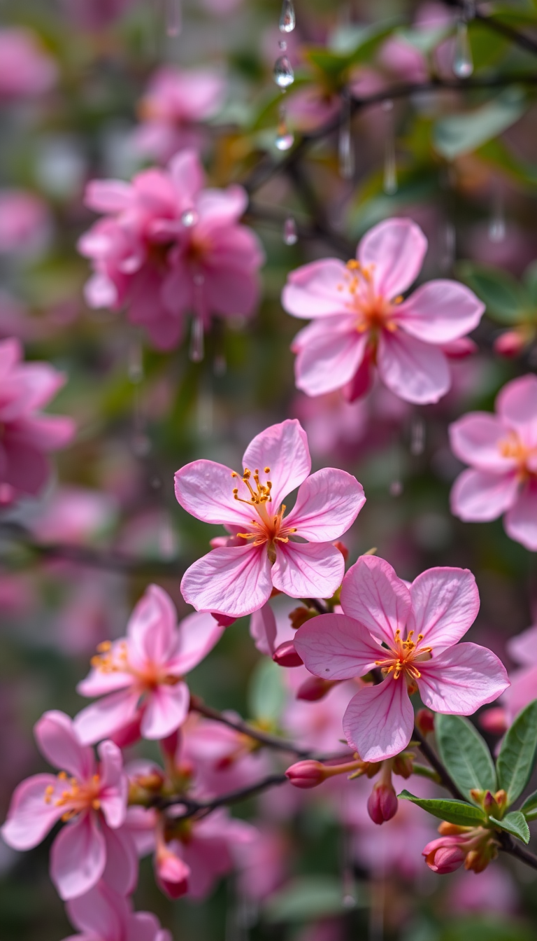 Spring Rain Flower Smooth HD Wallpaper