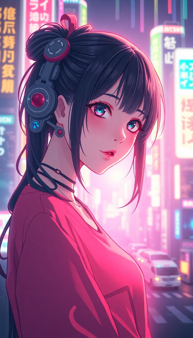 Majestic City Neon Girl Anime Anime Wallpaper