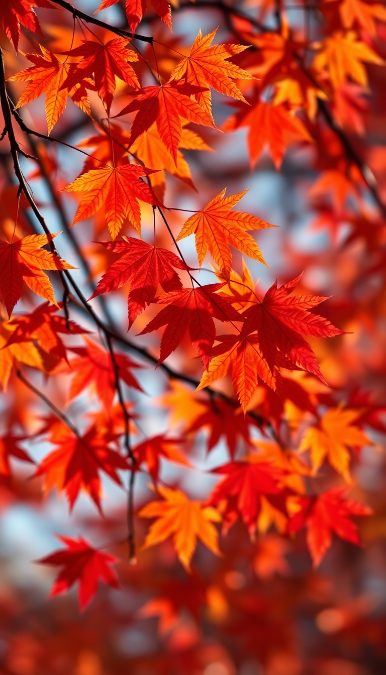 Autumn Leaves Falling Maple Red Orange Photorealistic Mega Wallpaper
