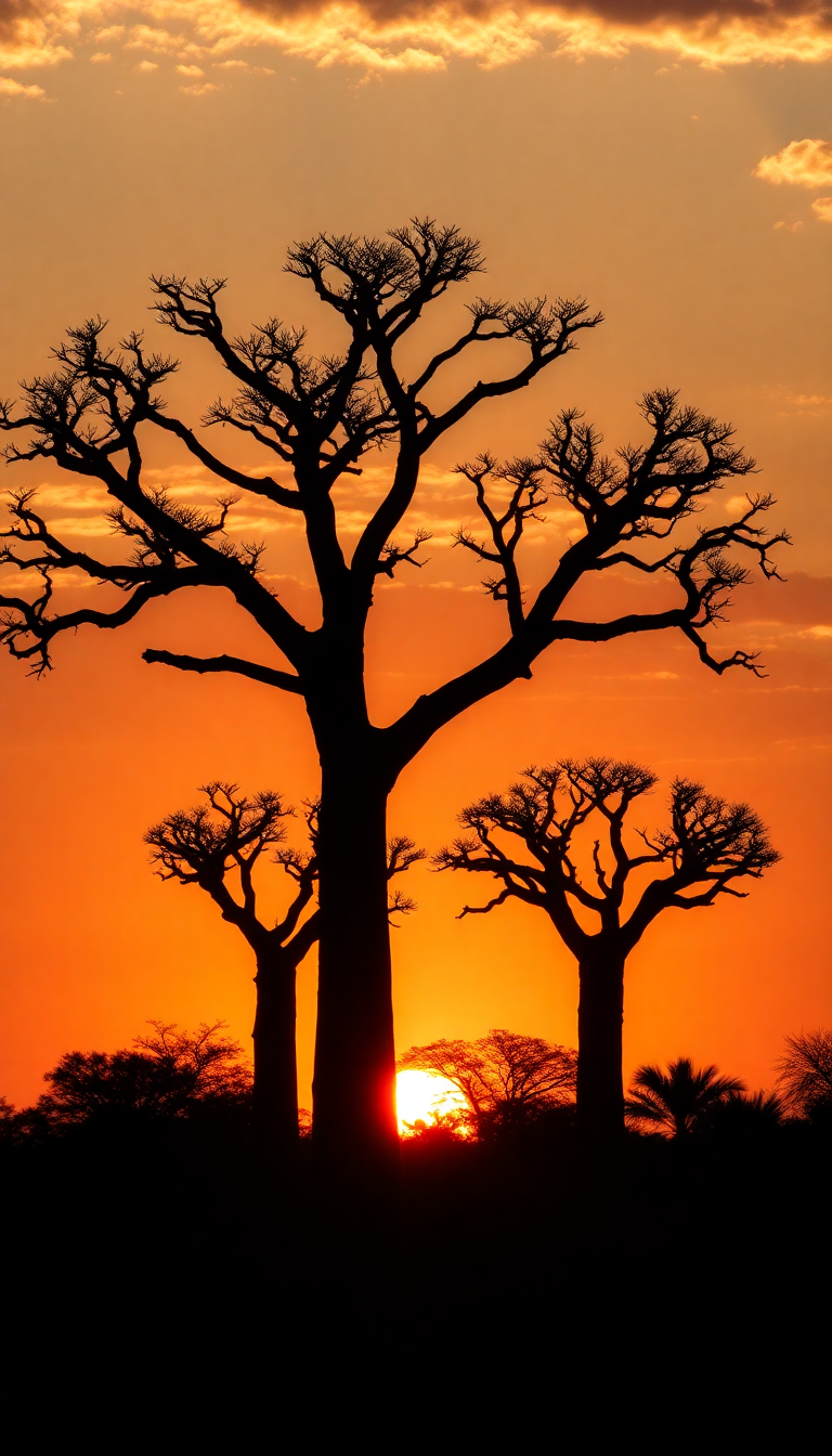 African Sunset Orange Sky Nature Modern Wallpaper
