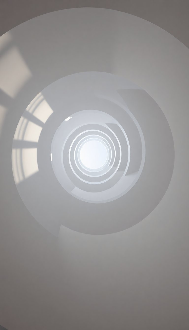 Spiral Staircase Looking Endless Architectural Photorealistic Premium Wallpaper