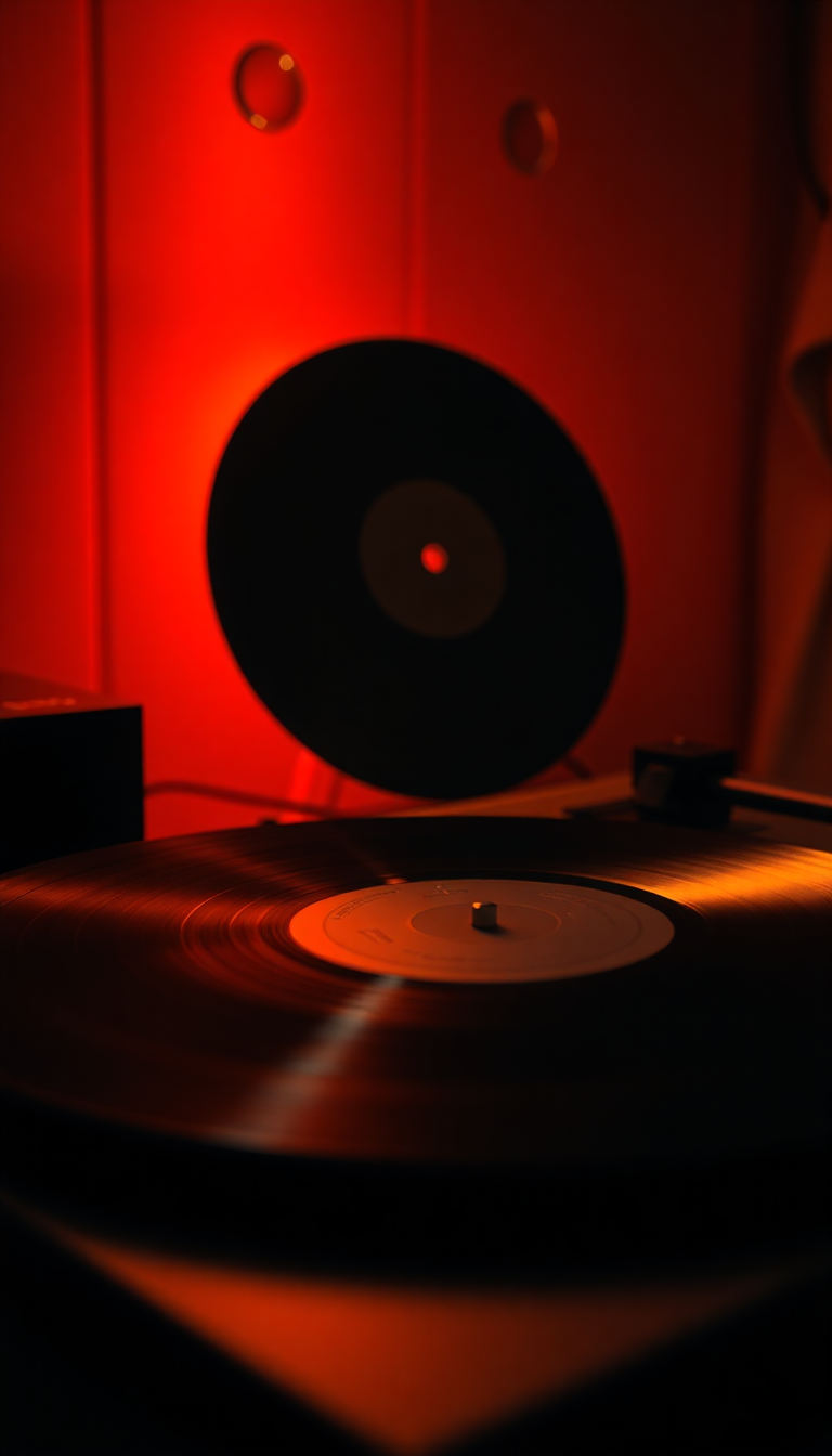 Vinyl Record Player Warm Lighting Retro Photorealistic Classic Wallpaper
