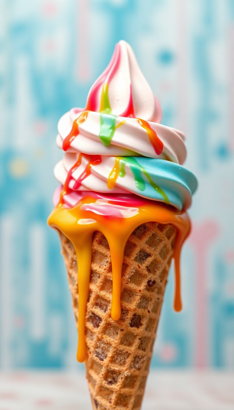 Enchanting Cone Melting Summer Colorful Drips Wallpaper